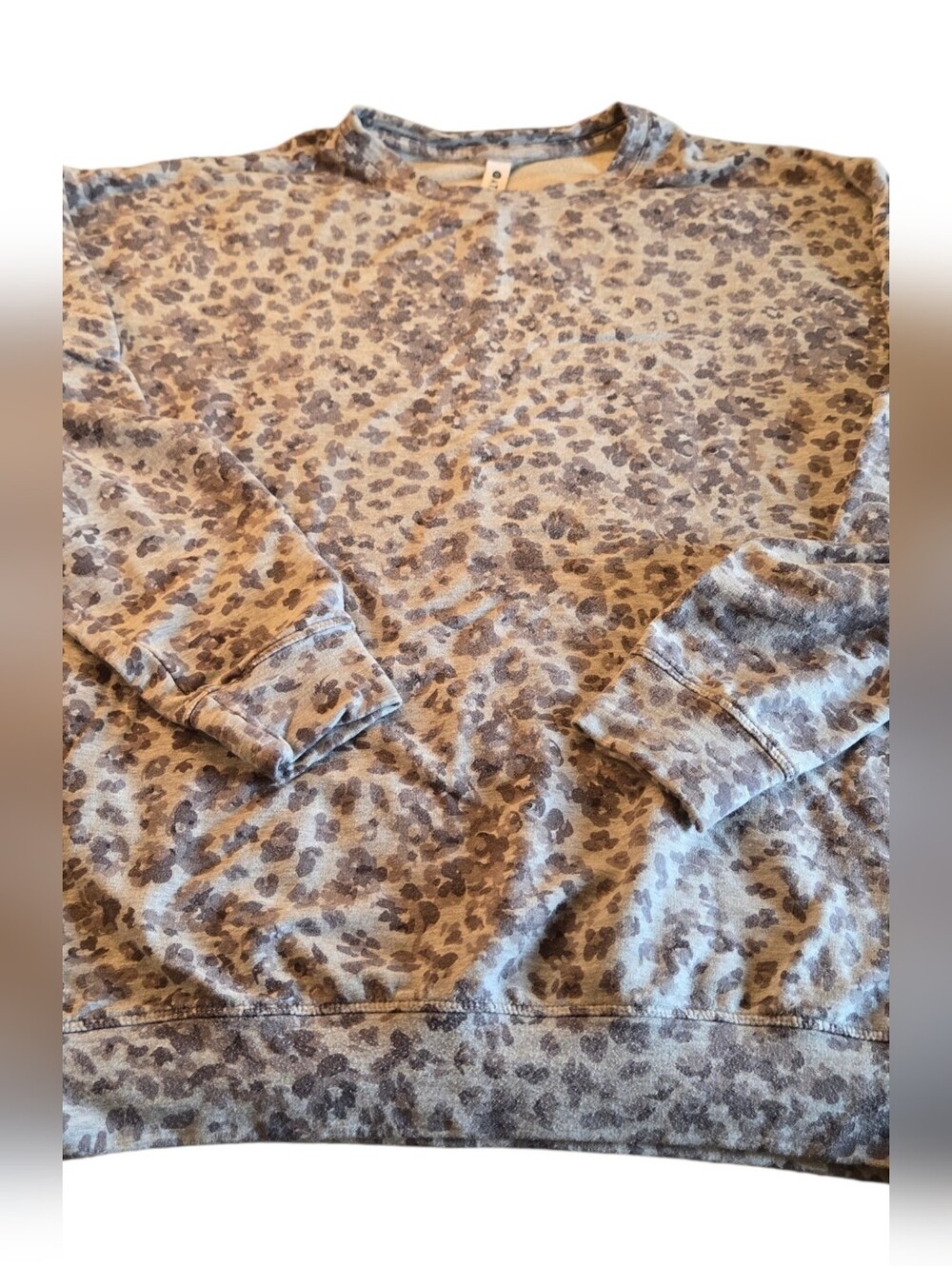 Athleta Leopard Print Cozy Sweatshirt - Neutral Tones Size Small